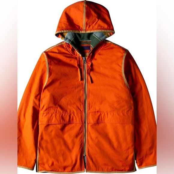 Nigel Cabourn ELEMENT BLANKET ALDER FLEECE Reversible Green & Orange NWT S - Picture 5 of 14